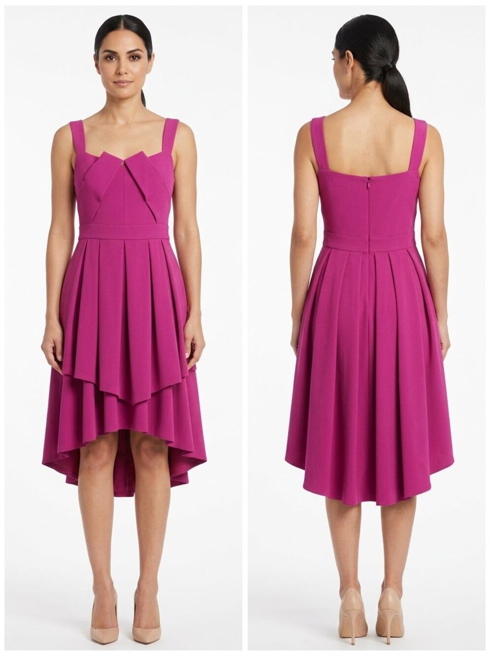 Black Halo Eve By Laurel Berman Pink Pleated High-Low Dress Women Size 6